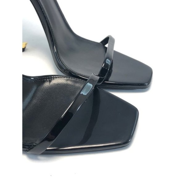 SAINT LAURENT Black and Gold Patent Leather Opyum Sandals Eu:41 - Picture 3 of 9